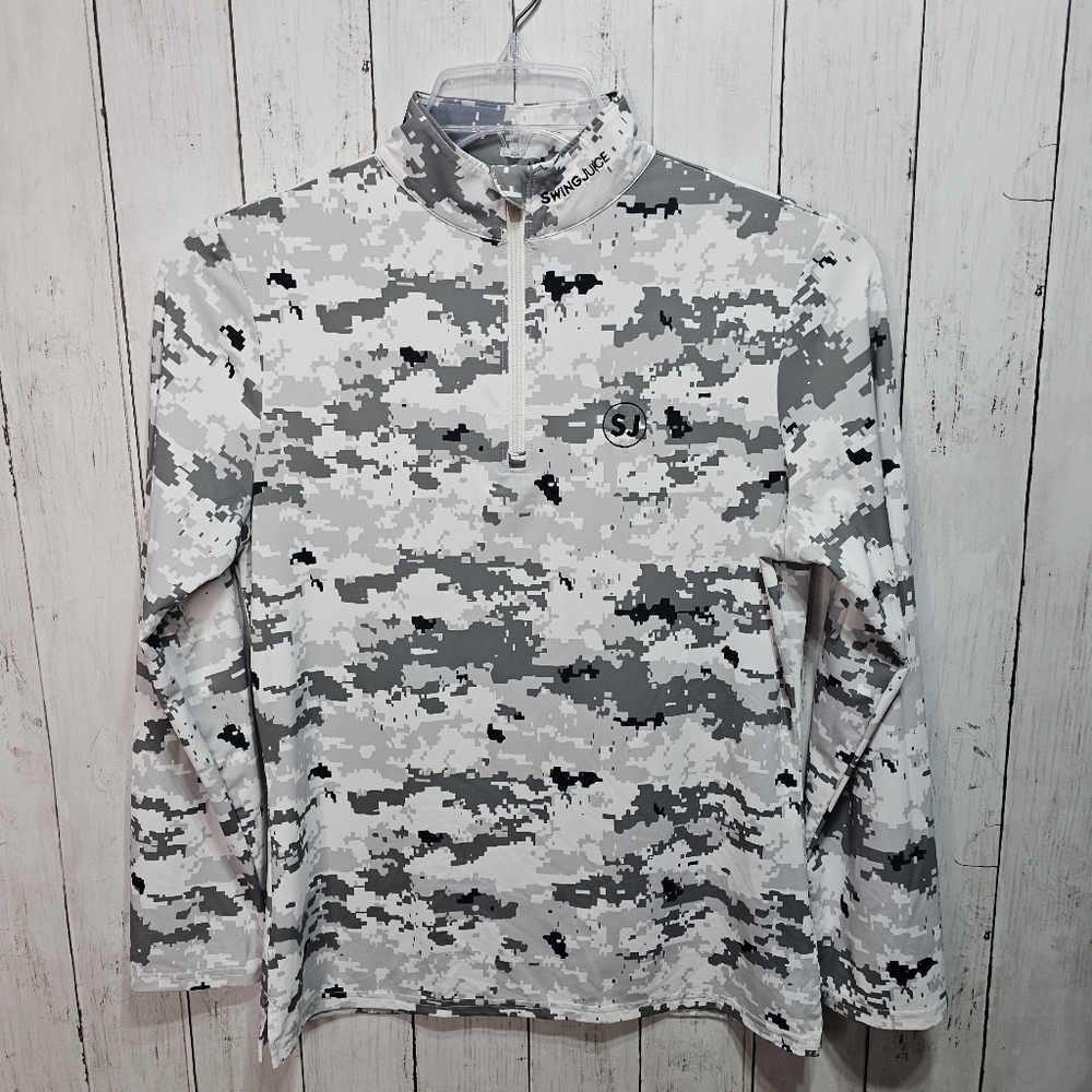 Swing Juice Collection Women's Gray Camo 1/4 Zip Golf Pullover Size Small.